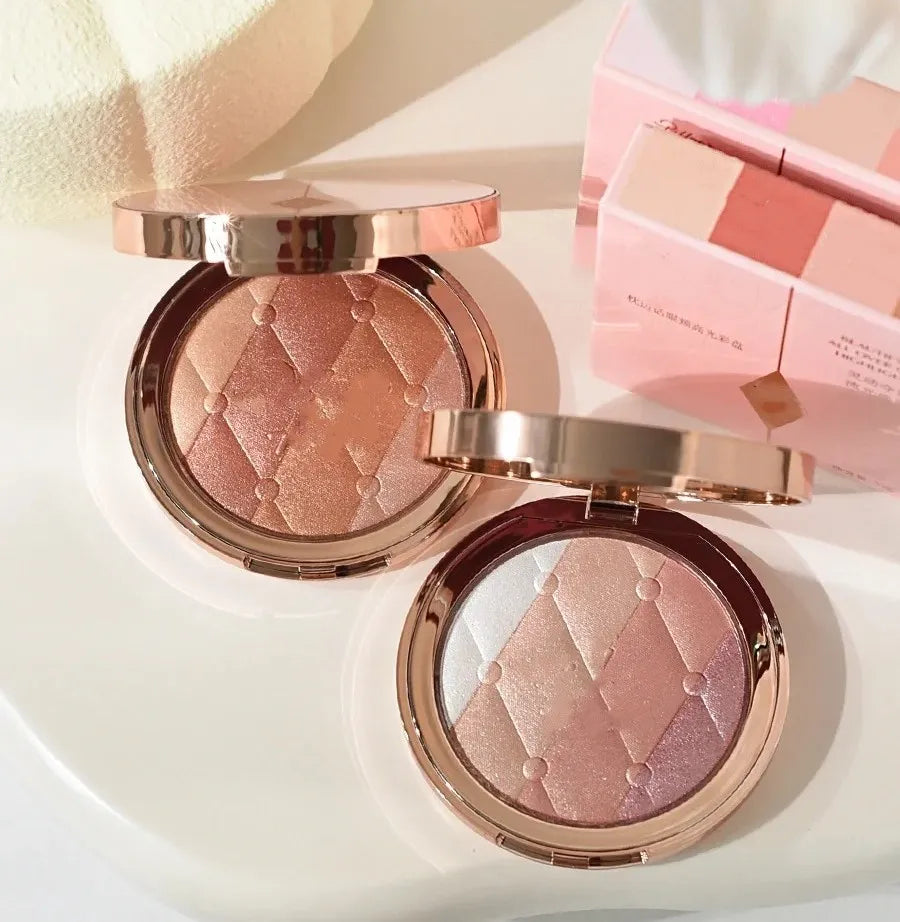Close-up view of the highlighter showing its reflective, luminous texture