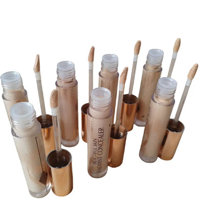 Swatches of concealer shades arranged on skin tone card