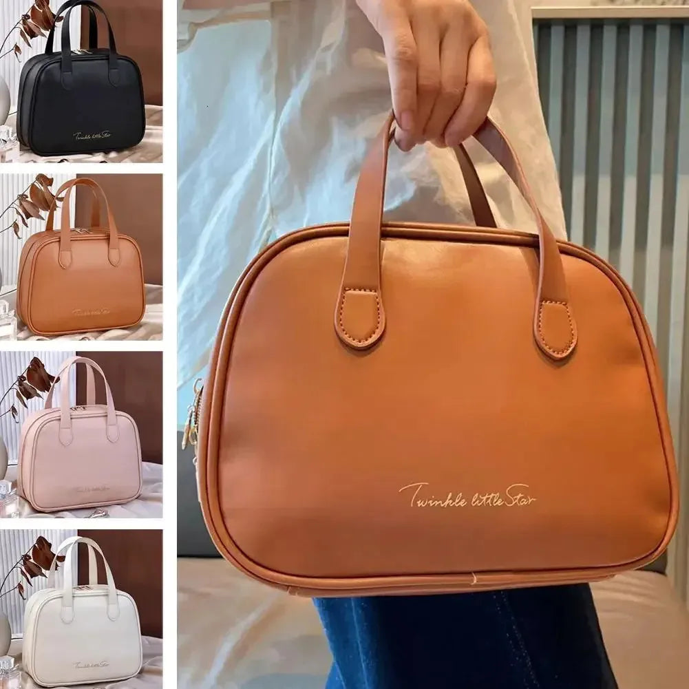 Large capacity travel makeup case with fashion handle