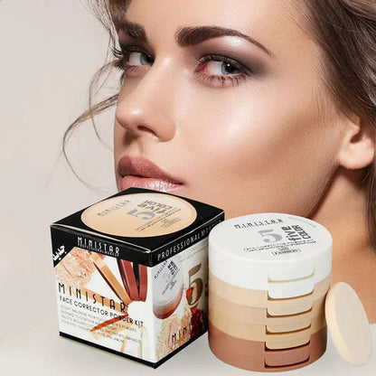 Close-up view of finely-milled loose powder with sifter applicator