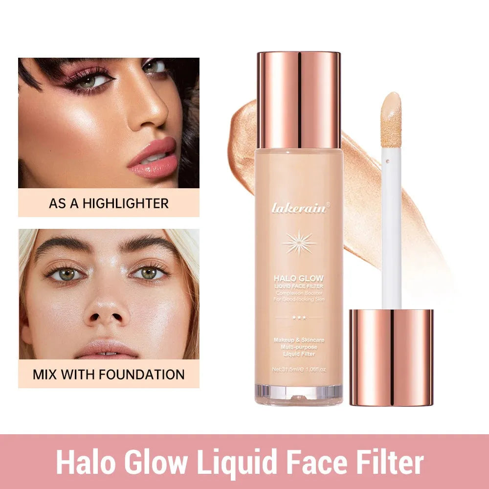 Close-up of liquid highlighter texture on skin surface