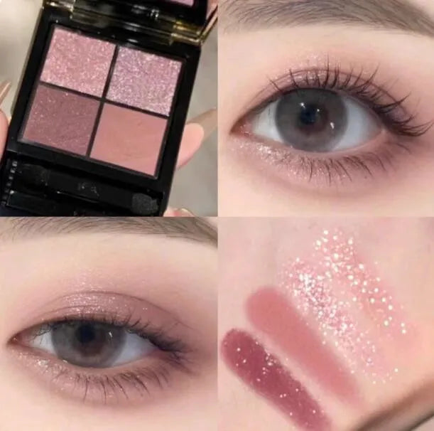 Mini clutch eyeshadow palette open with four eyeshadow pans visible