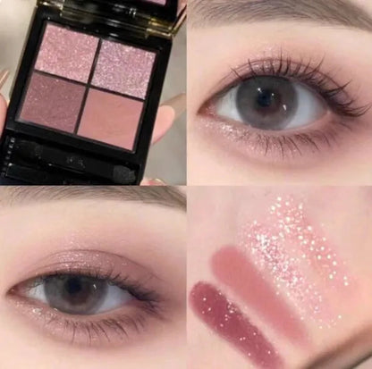 Mini clutch eyeshadow palette open with four eyeshadow pans visible