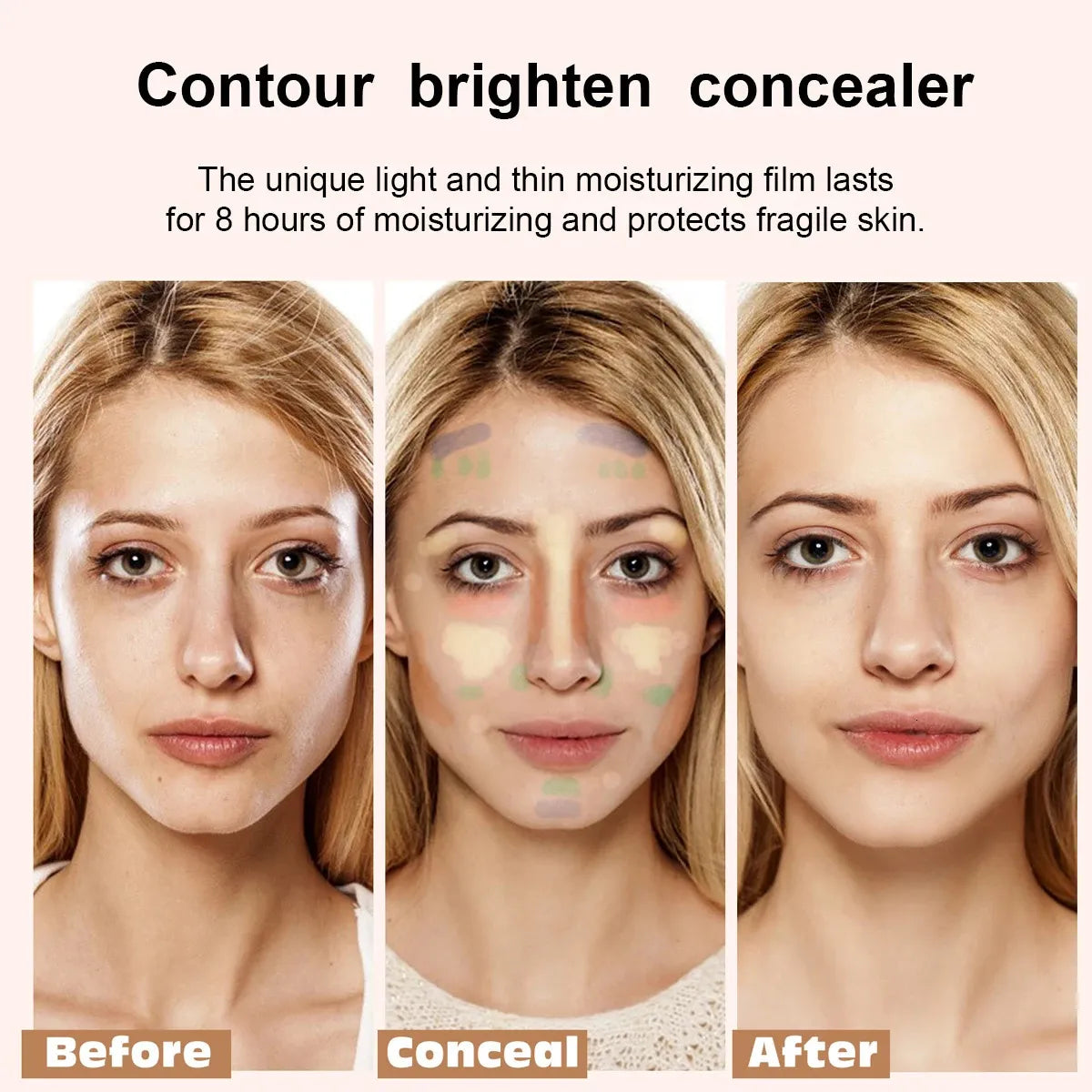 Close-up of the concealer foundation texture and application