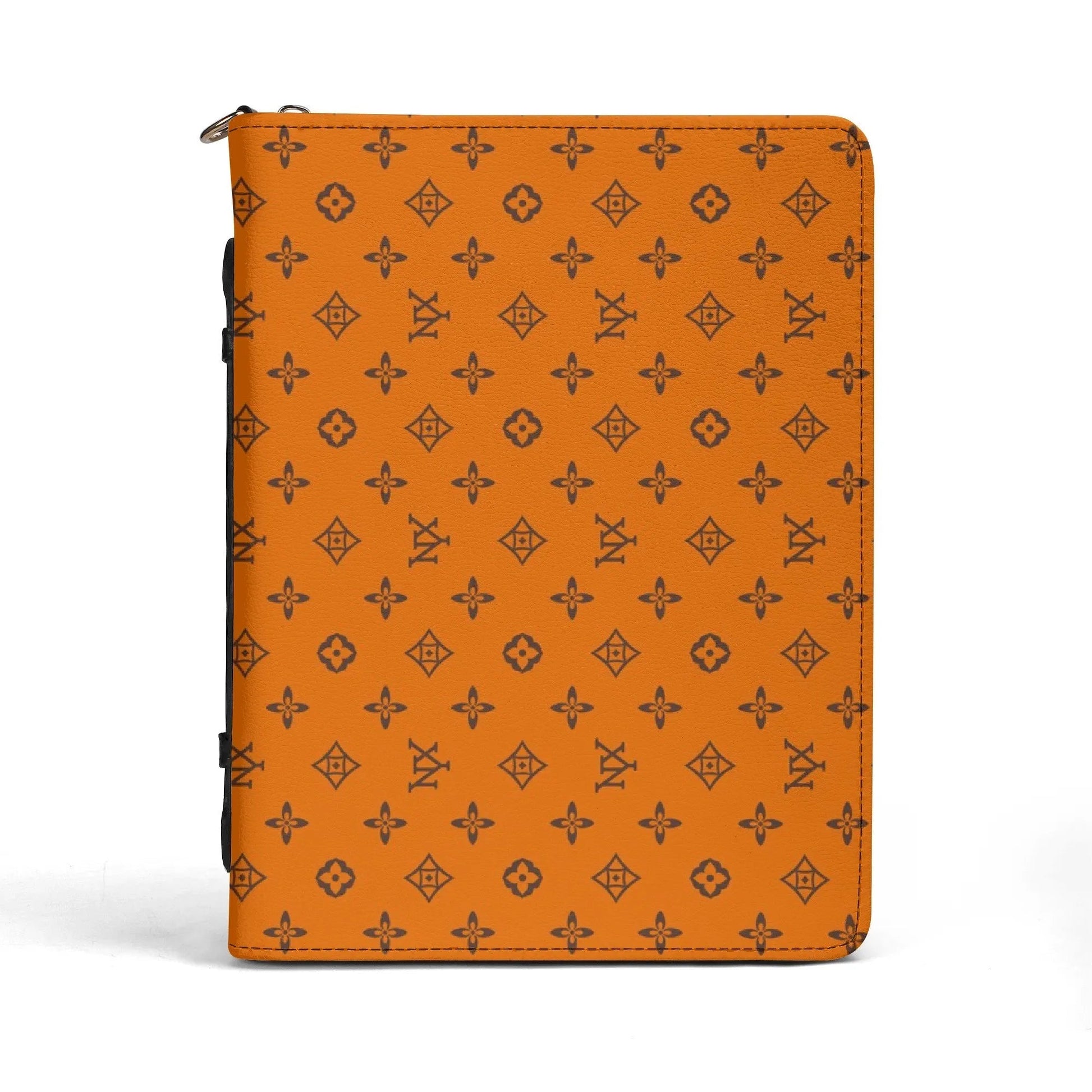 Front view of classic cosmetic bag with scripture storage design