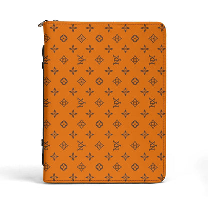 Front view of classic cosmetic bag with scripture storage design