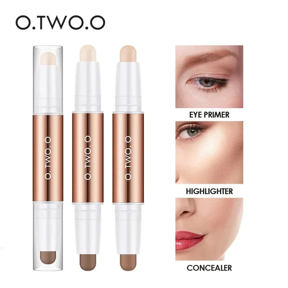 Close-up view of makeup stick applied to create facial contour and highlight effects