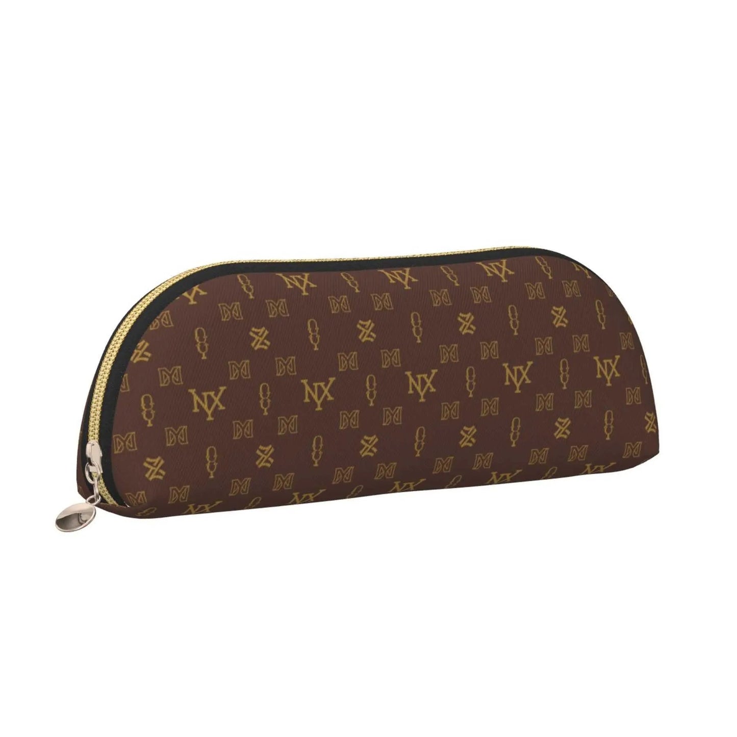 Front view of a mini cosmetic bag with zipper closure