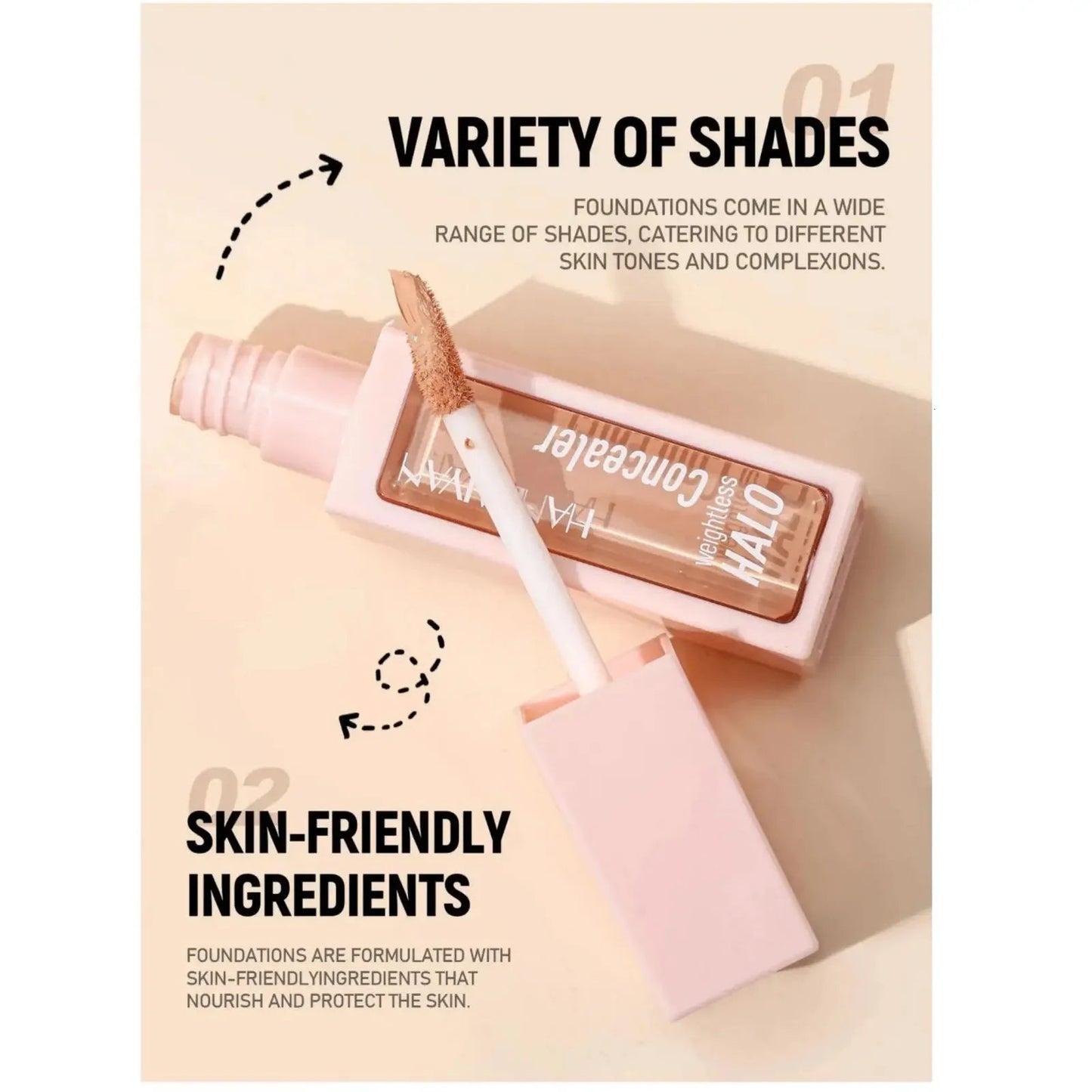 Matte liquid concealer in a tube with applicator