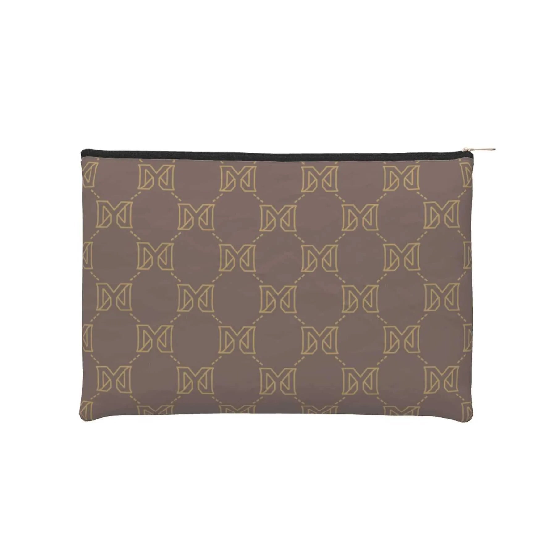 Brown Tyvek paper cosmetic bag with zippered closure
