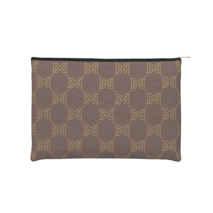 Brown Tyvek paper cosmetic bag with zippered closure
