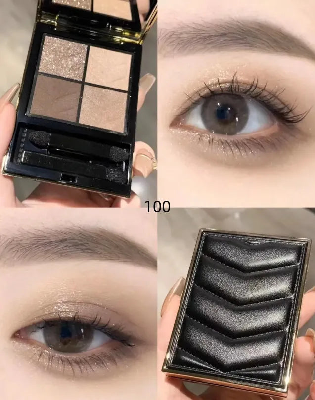 Close-up view of the matte eyeshadow palette showing gradient shades