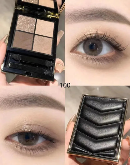 Close-up view of the matte eyeshadow palette showing gradient shades