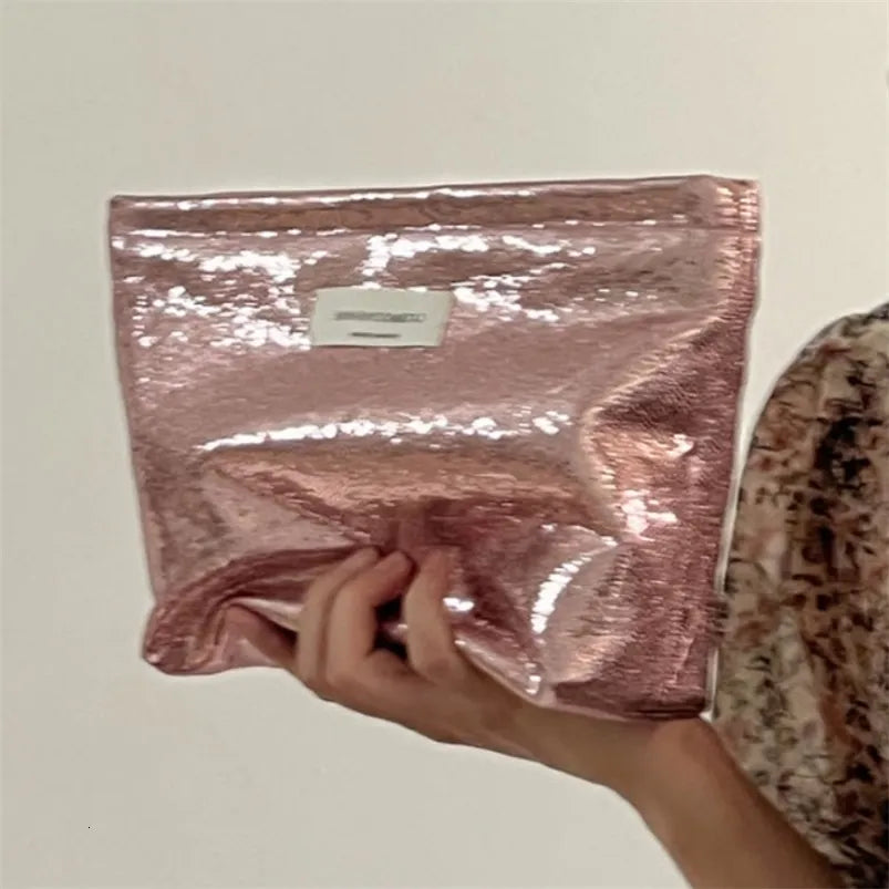 Large capacity travel makeup bag with zipper closure