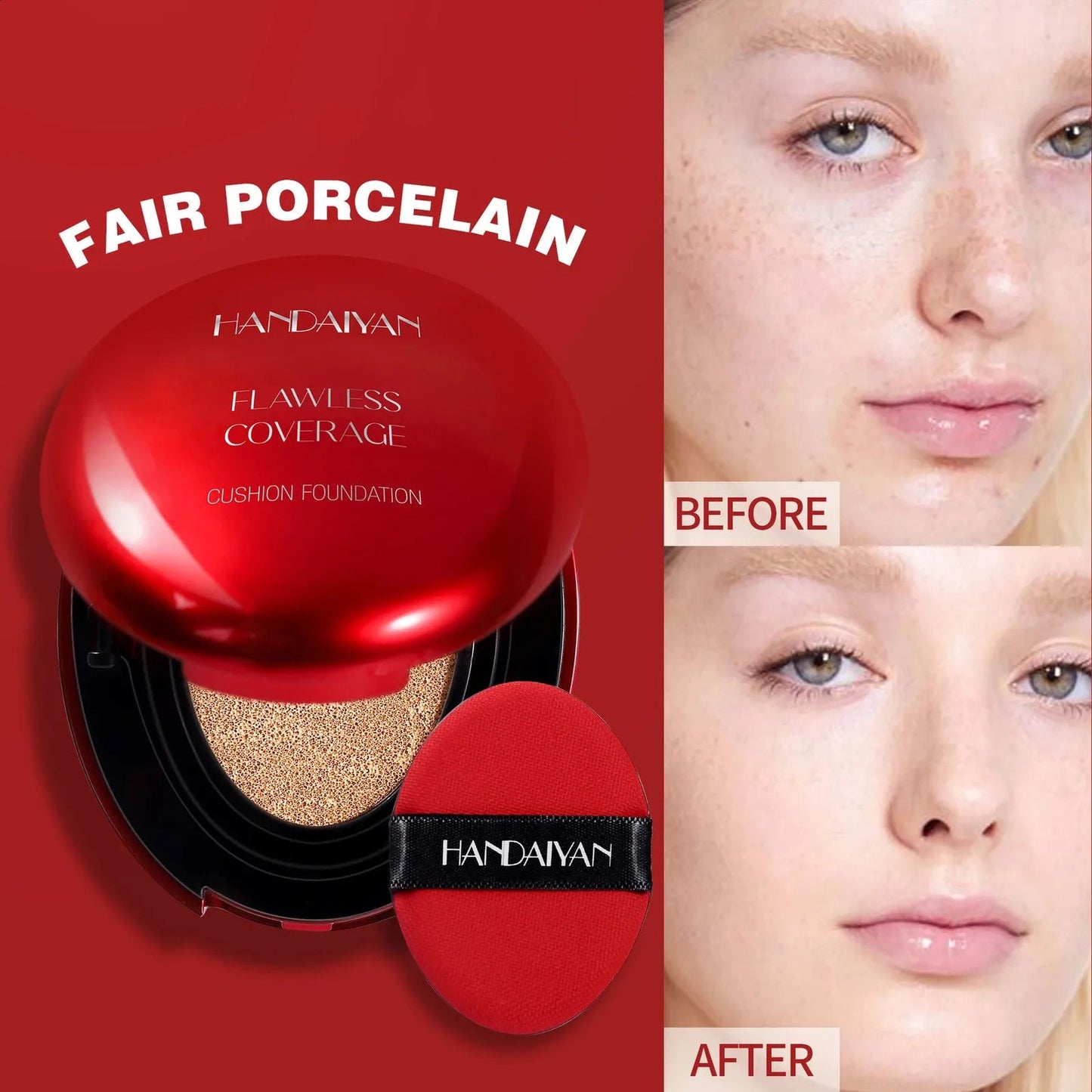 Cream concealer product in a compact container with applicator
