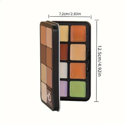 Makeup brush applying concealer from palette to demonstrate texture and coverage