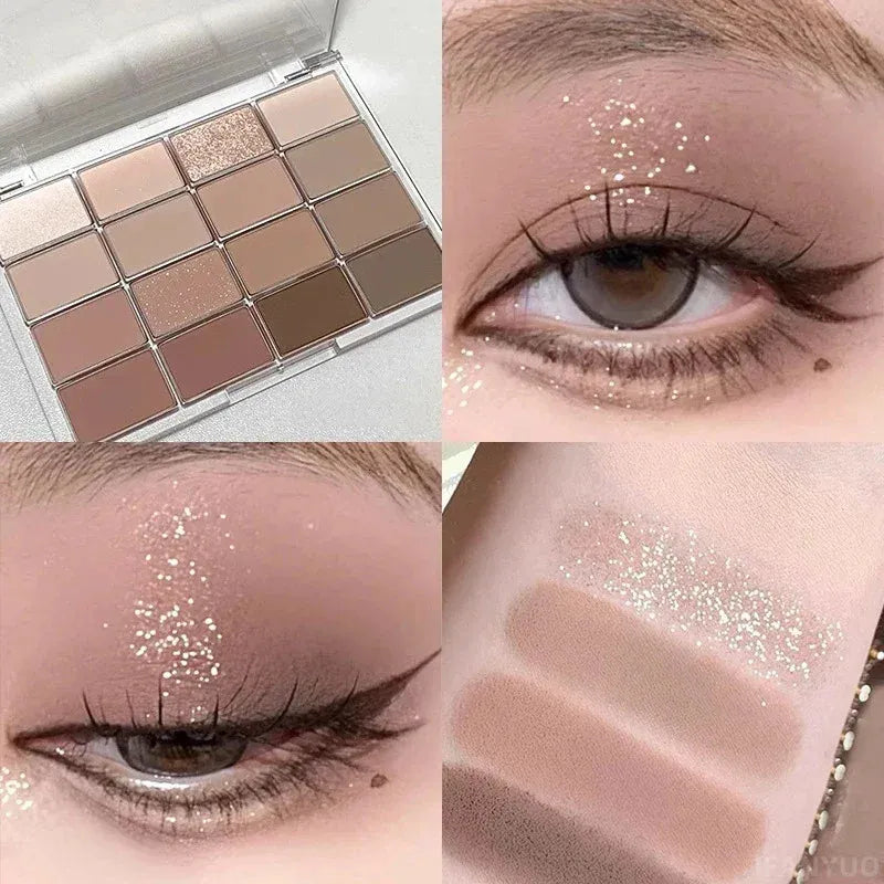 Swatch demonstration of brown and pink matte eyeshadow shades