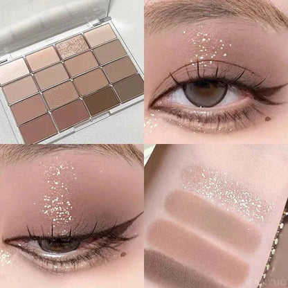 Swatch demonstration of brown and pink matte eyeshadow shades
