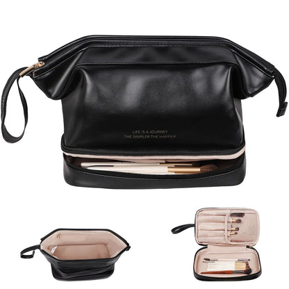 Interior view showing spacious storage compartment of the travel cosmetic bag