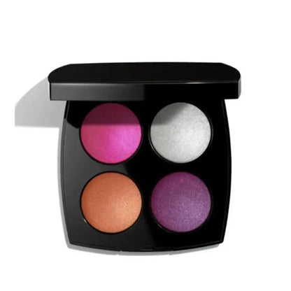 Four-color eyeshadow and blush palette with coordinated shades
