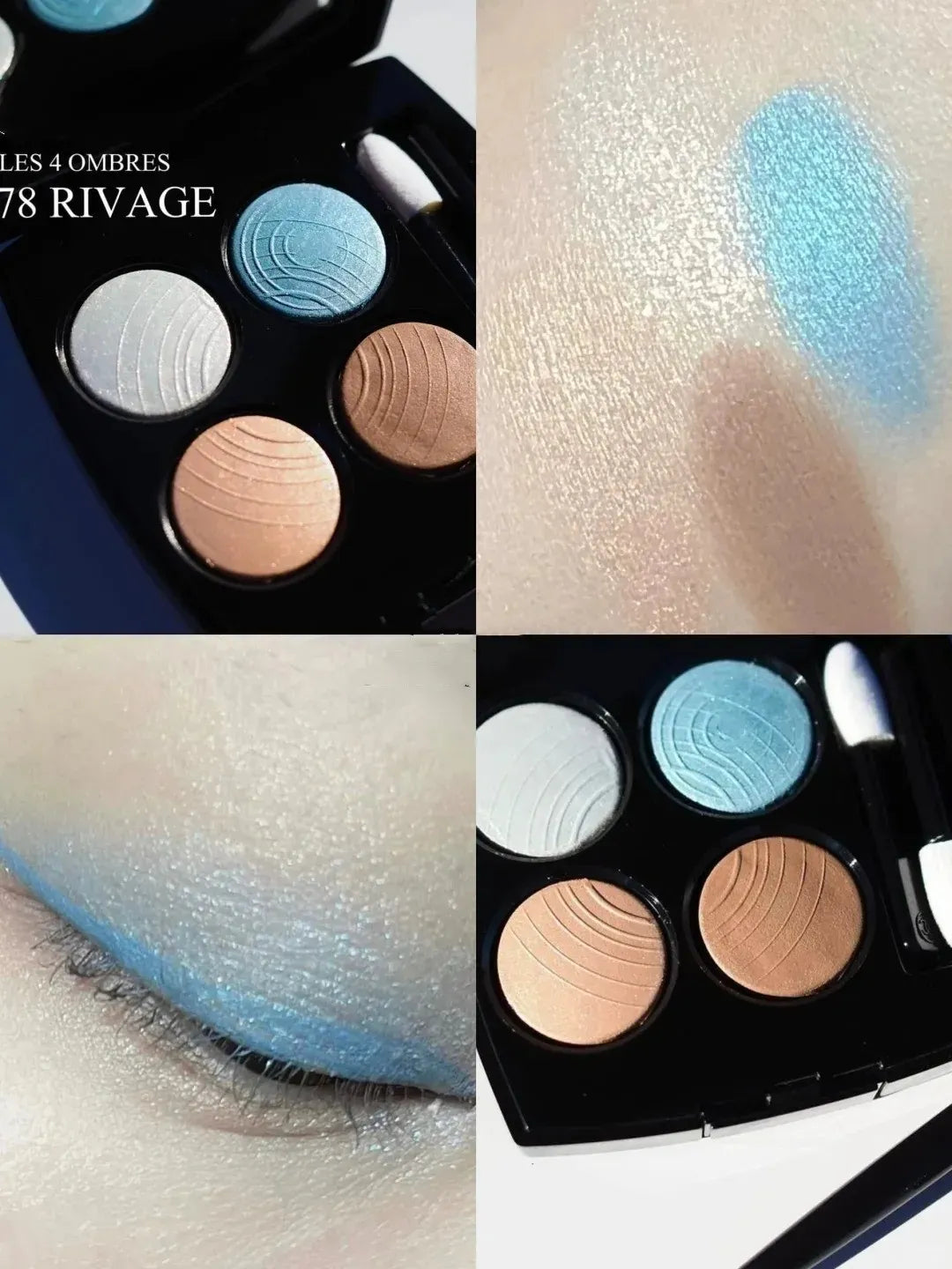 Four-color eyeshadow palette with glitter and highlighter shades