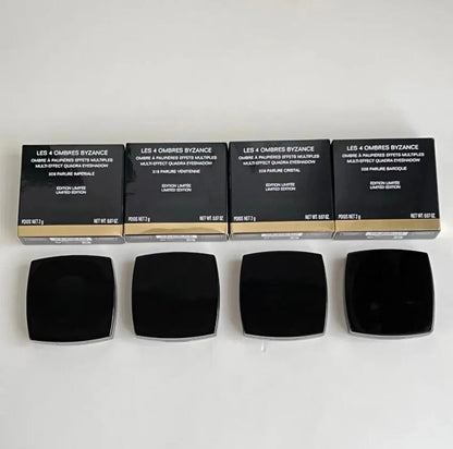 Four-color eyeshadow palette showing matte and shimmer finishes