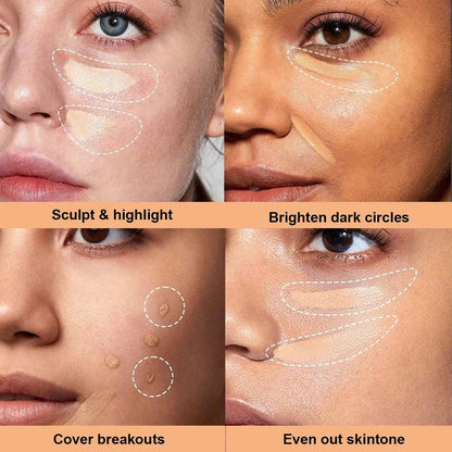 Swatches of the concealer foundation showing different shade options