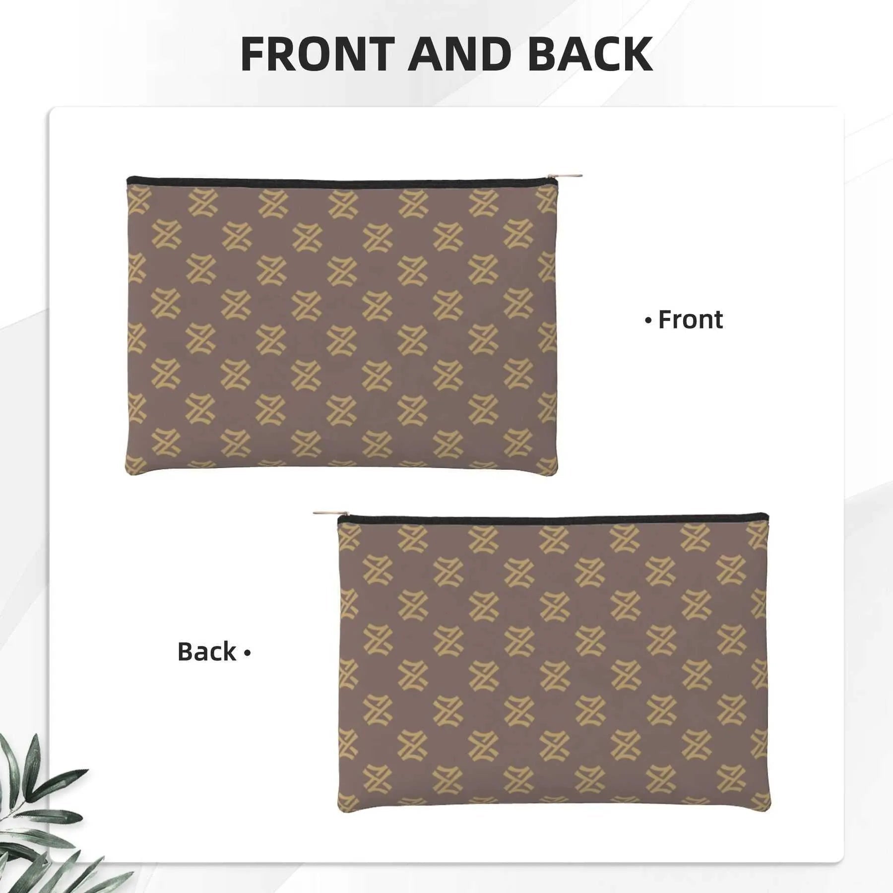 Cosmetic bag being held as a clutch or travel accessory