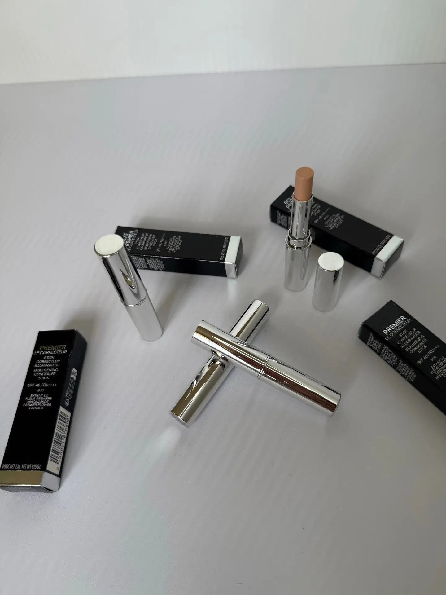Cream finish concealer stick in closed position showing packaging