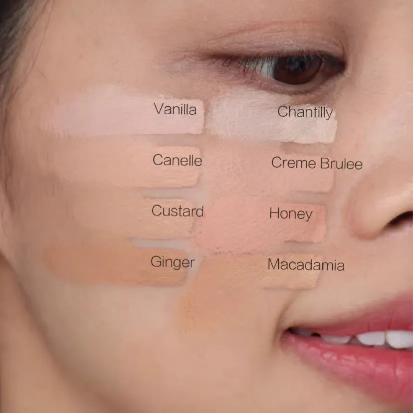 Close-up of concealer being applied to under-eye area