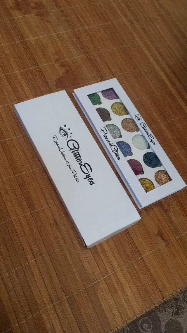 Swatch demonstration of glitter eyeshadow colors on skin
