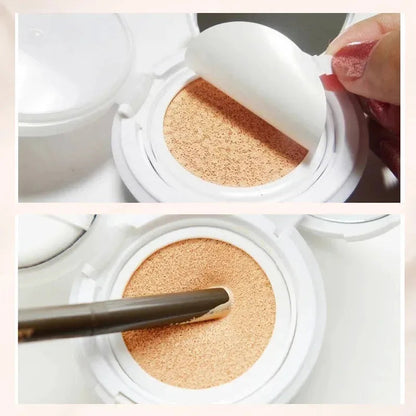 Close-up of concealer being applied to hand to show texture and coverage