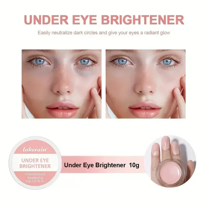 Eye concealer cream in a cosmetic container with applicator
