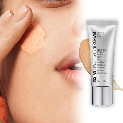 Hand holding the skin tone corrector container with the lid removed