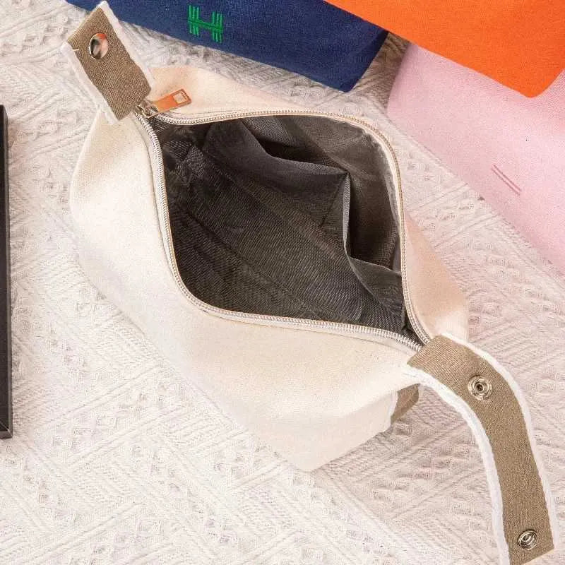 Interior view of cosmetic bag showing organized compartments