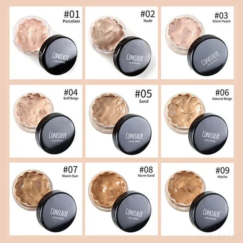 Concealer cream in a compact container with applicator