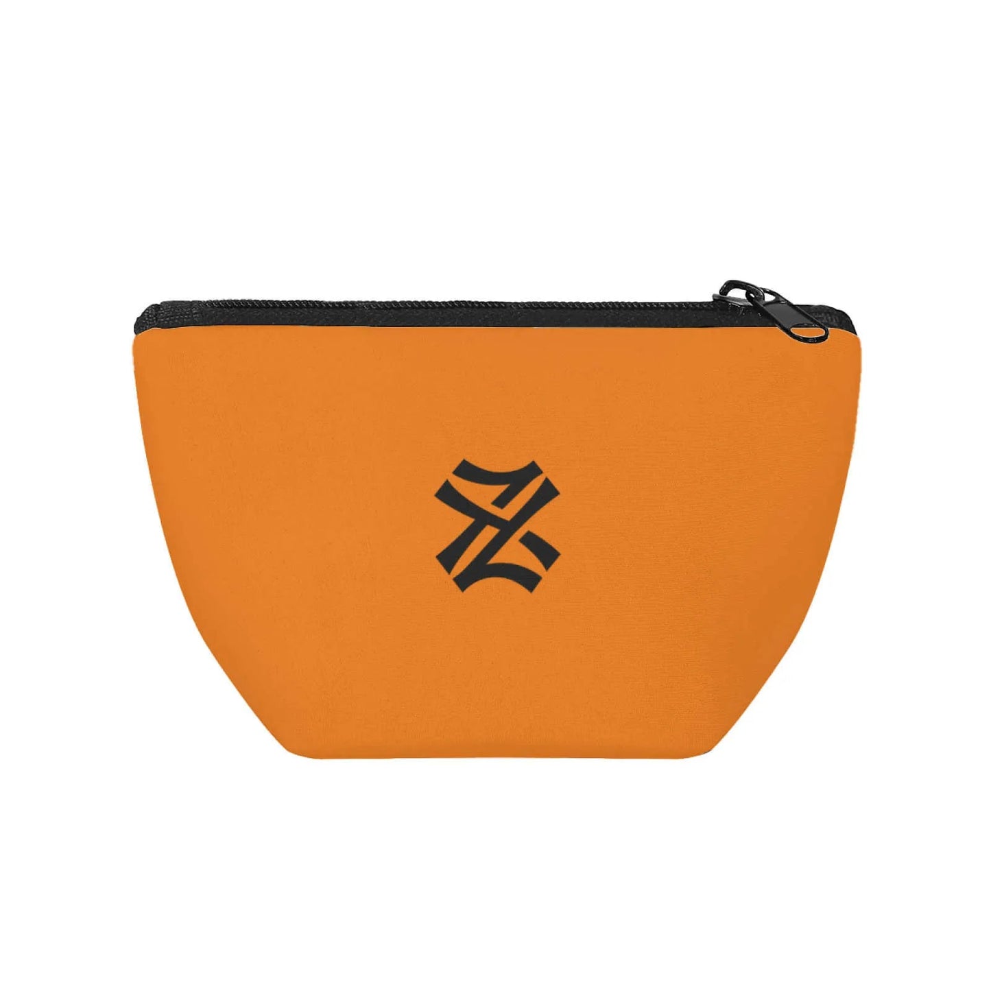 Front view of solid color cosmetic bag with zipper closure