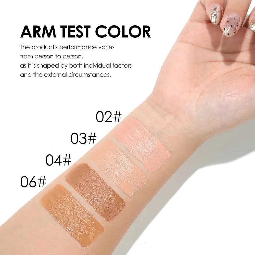 Close-up of concealer texture and application demonstration