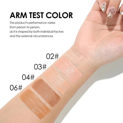 Close-up of concealer texture and application demonstration