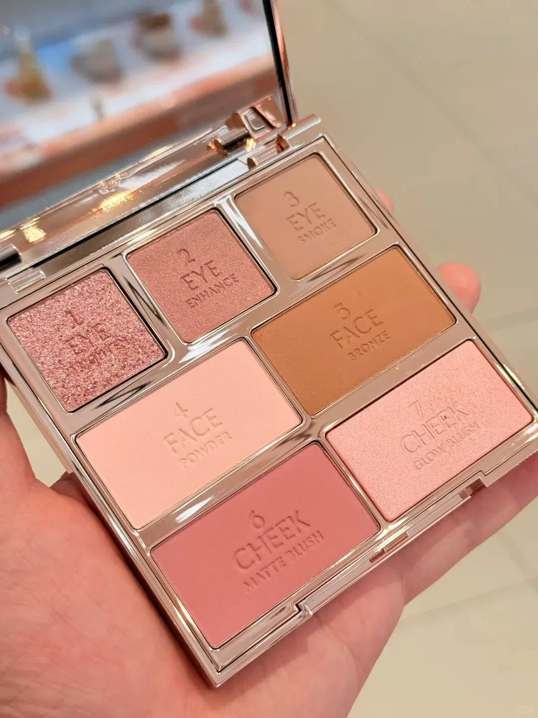 Compact 22g palette showing matte finish for face and eye beauty