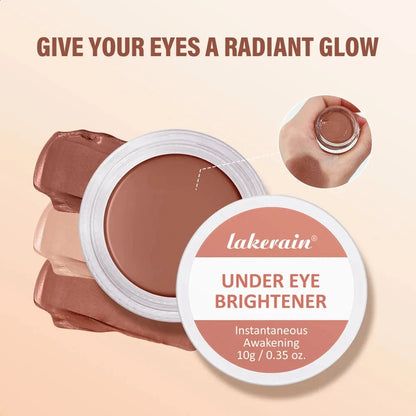Color-correcting eye concealer in a small container with applicator