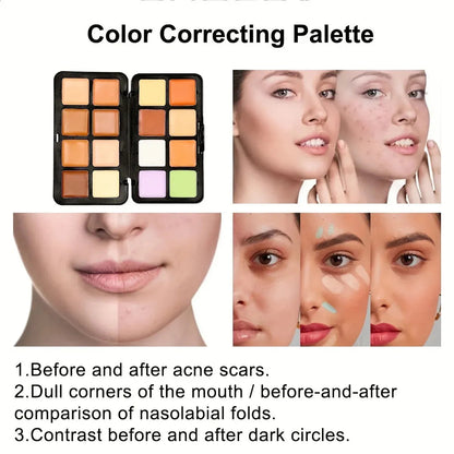 Makeup brush applying concealer from palette to demonstrate texture and coverage