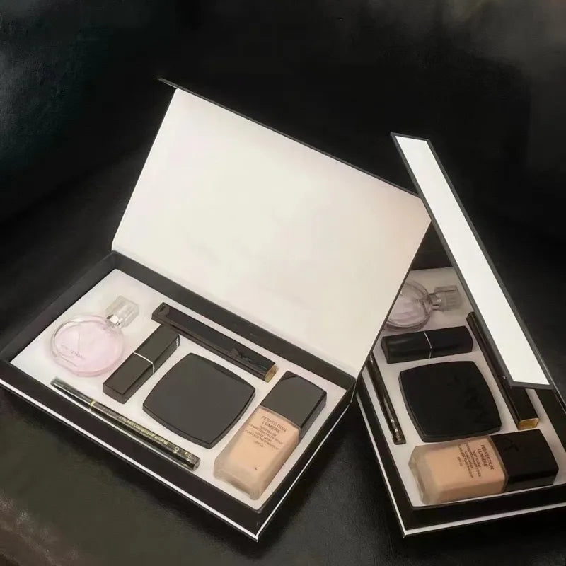Foundation and perfume bottle included in the cosmetics collection