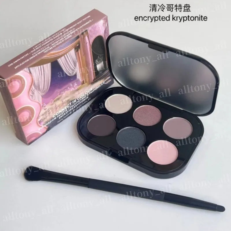 Close-up view of eyeshadow colors in compact palette