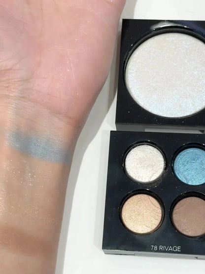 Eyeshadow palette with shimmering glitter and highlighting colors
