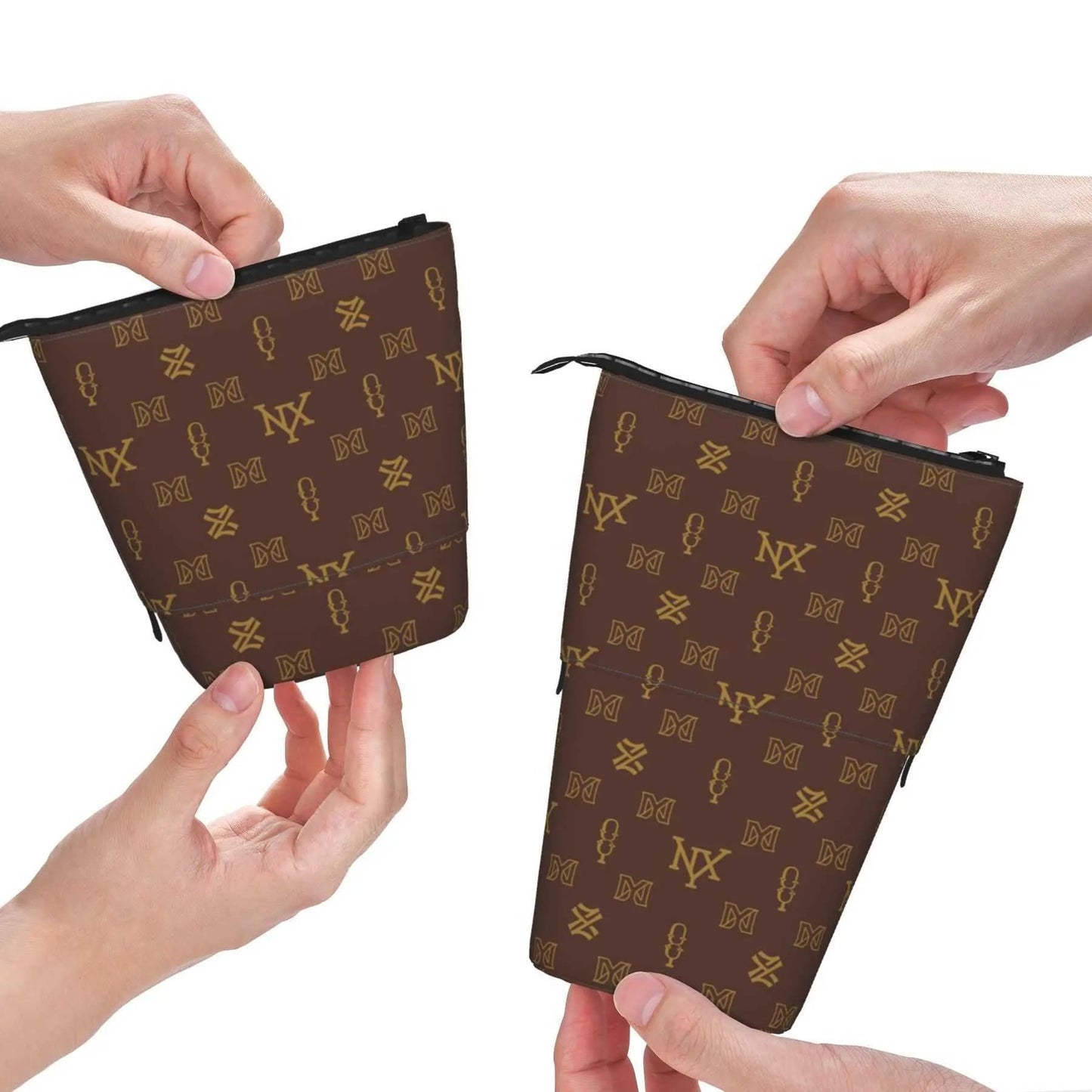 Interior view of cosmetic bag showing spacious organization