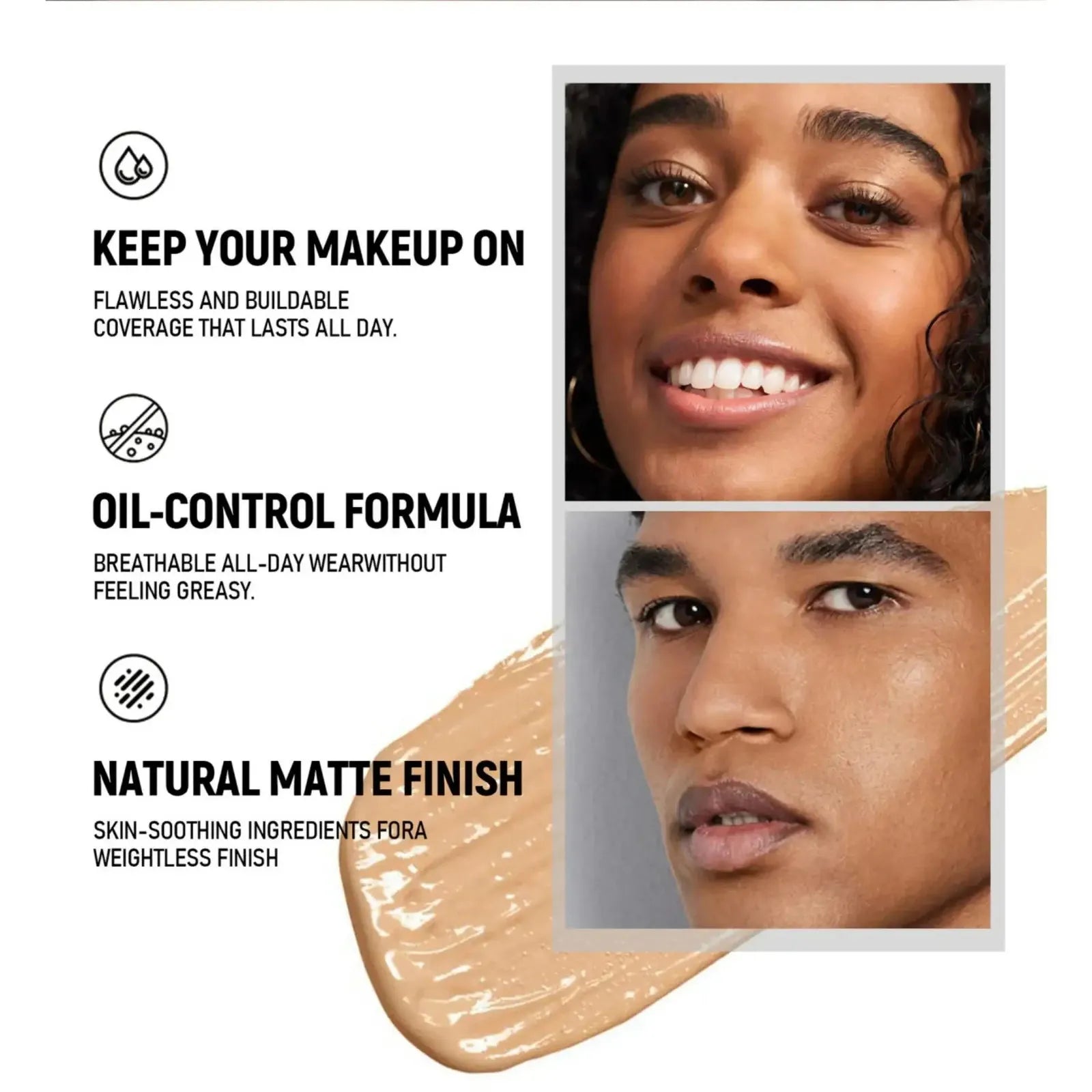 Swatches of concealer shades on skin showing color range
