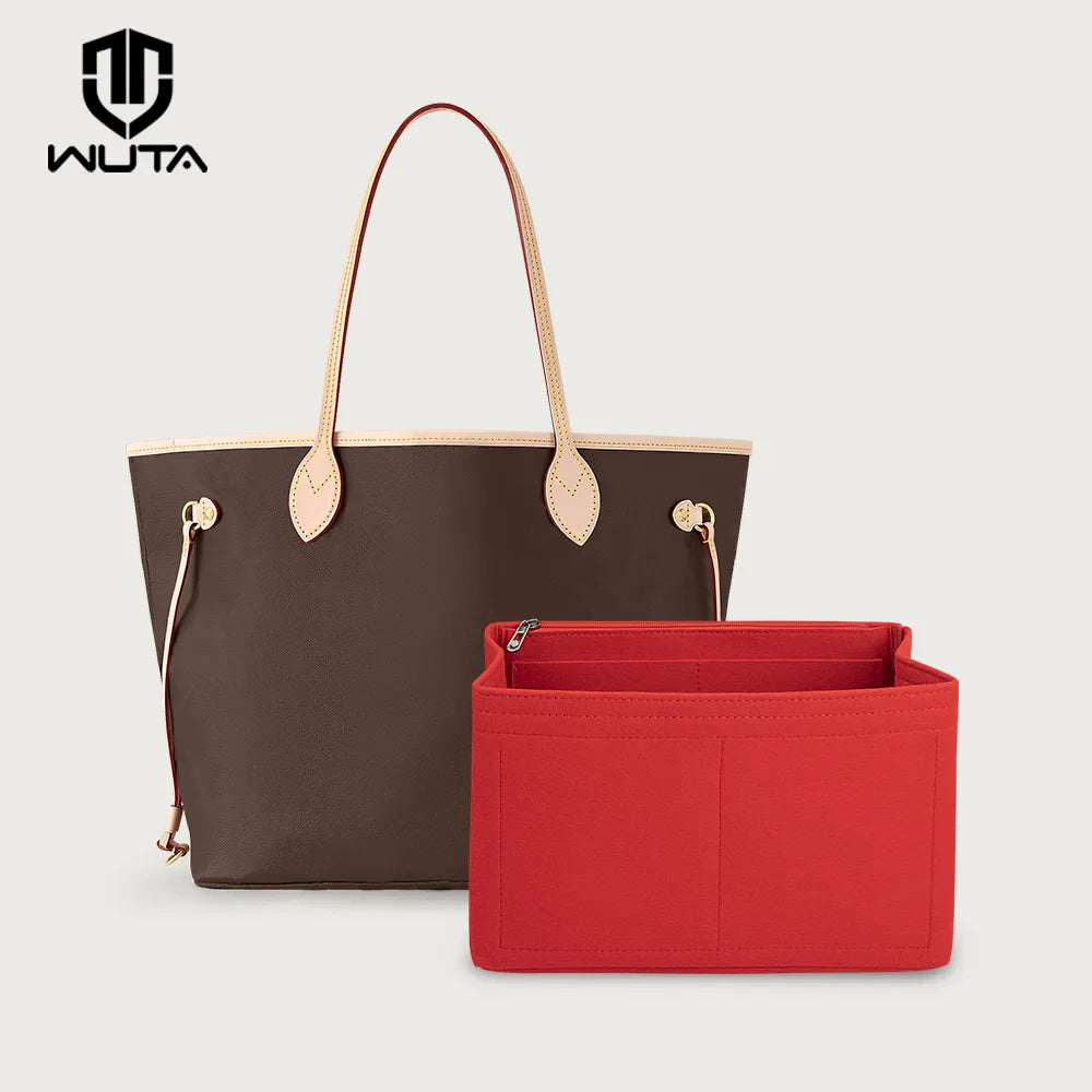 Bag organizer placed inside a tote bag demonstrating portability