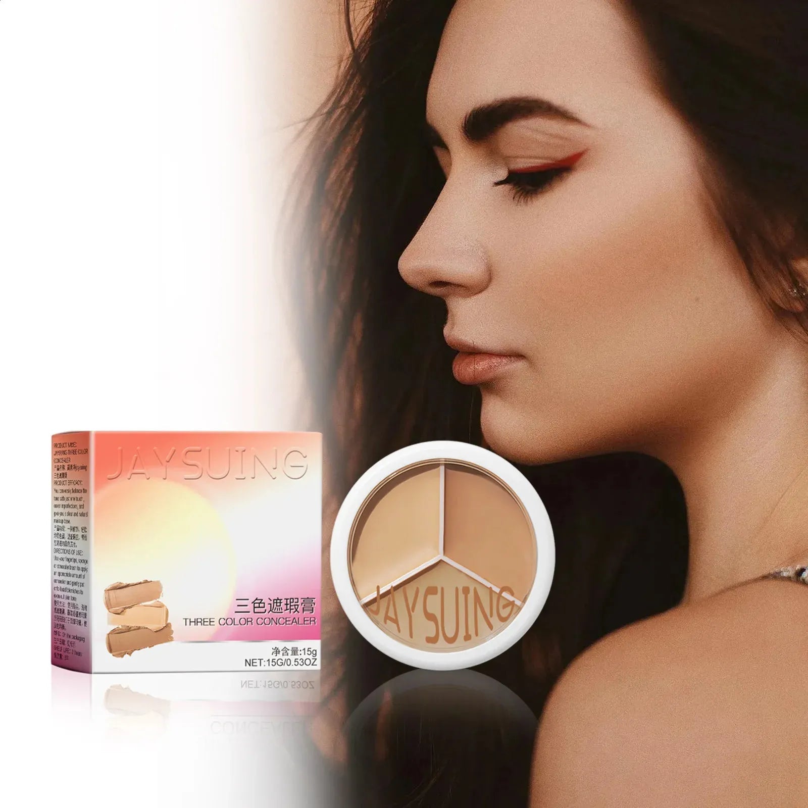 Open cosmetic palette showing multiple cream concealer shades