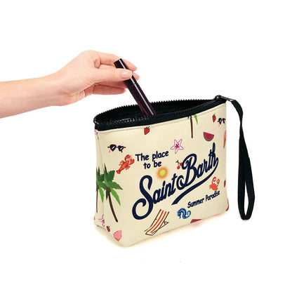 Side view showing compact dimensions of the clutch bag